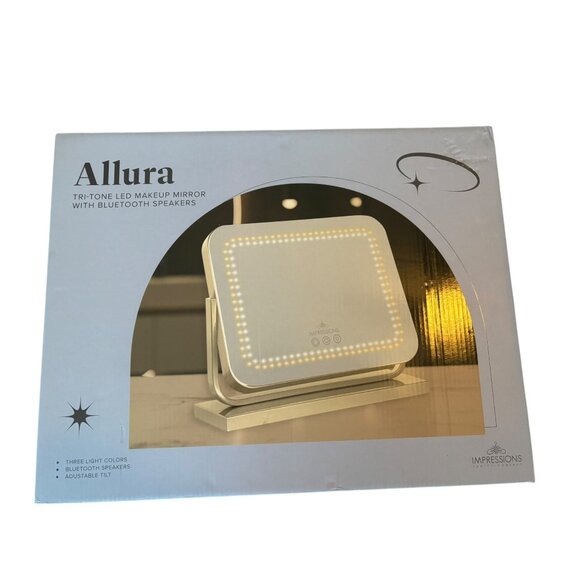 Allura Tri-Tone LED Makeup Mirror With Bluetooth Speakers & Adjustable Tilt - Picture 2 of 12